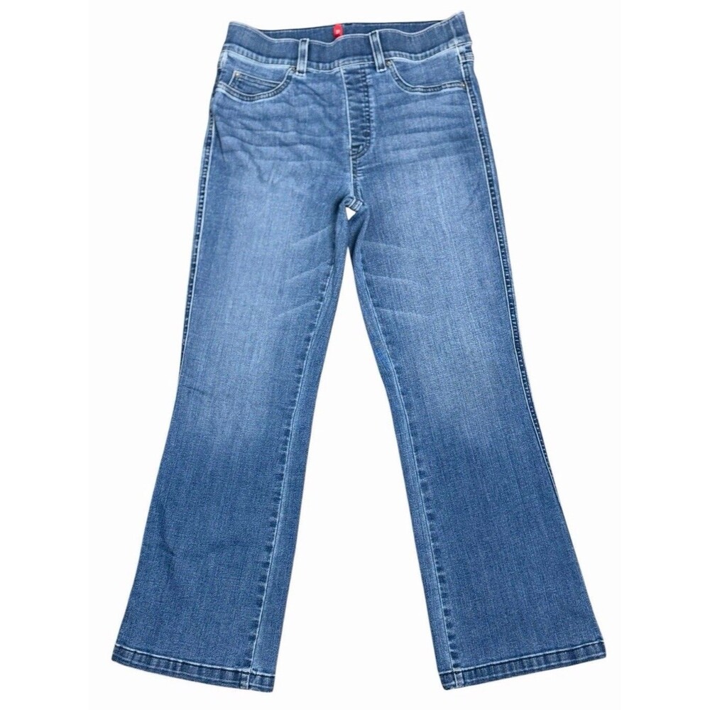 SPANX Seamed Front Wide Leg Denim Size M Vintage Indigo Pull-on Jeans